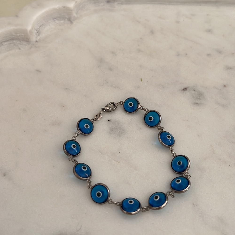 Blue Evil Eye Link Bracelet - Women's Jewelry